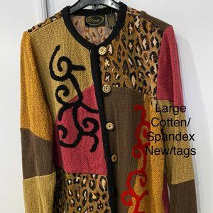 Neiman Marcus Unique Alex Kim Sweater Blouse/Jacket Size Large